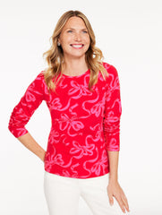 LONG SLEEVE CREWNECK TEE - BICOLOR BOWS | Talbots outlet