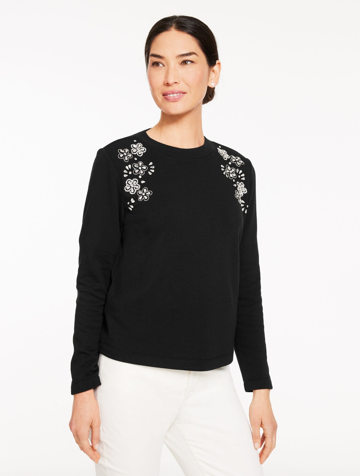 EMBELLISHED CREWNECK SWEATSHIRT | Talbots for sale