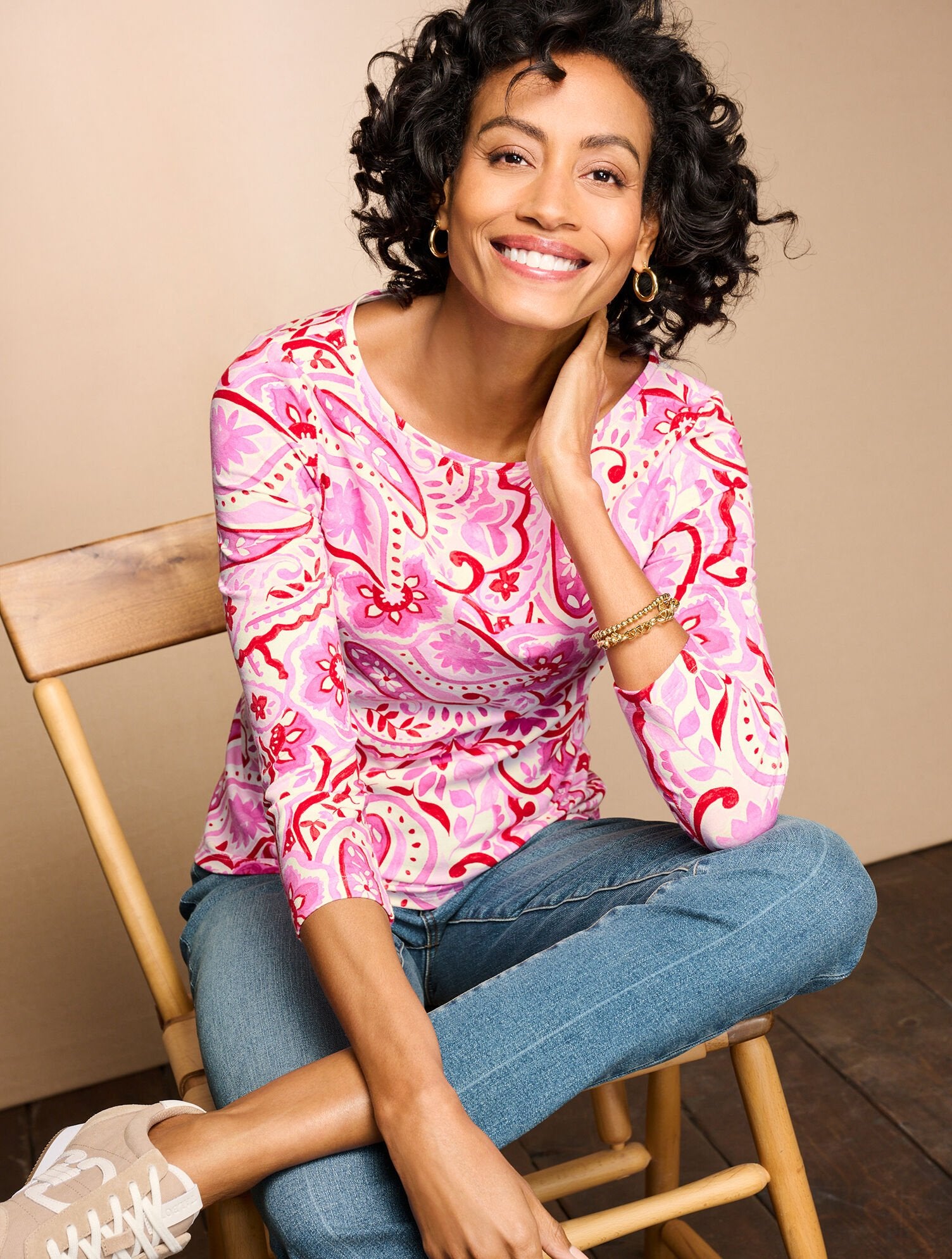 BATEAU NECK TEE - PRANCING PAISLEY | Talbots US