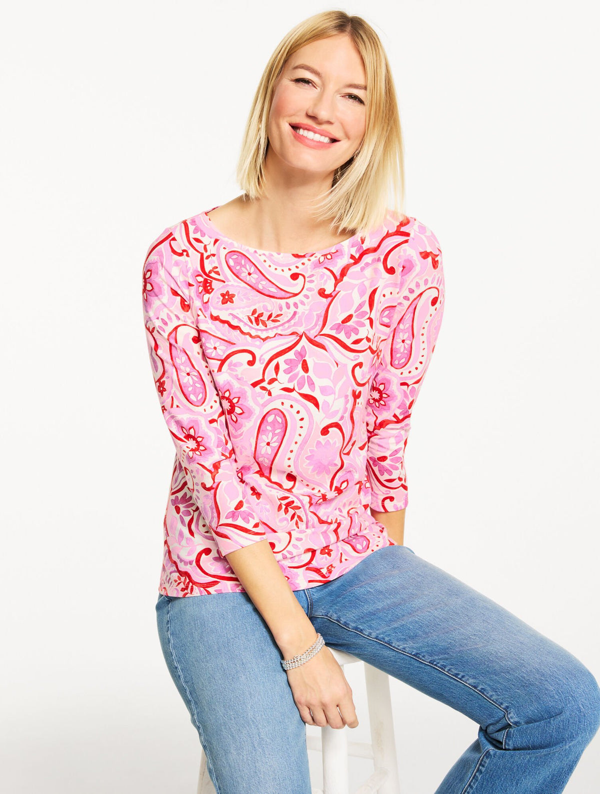 BATEAU NECK TEE - PRANCING PAISLEY | Talbots US