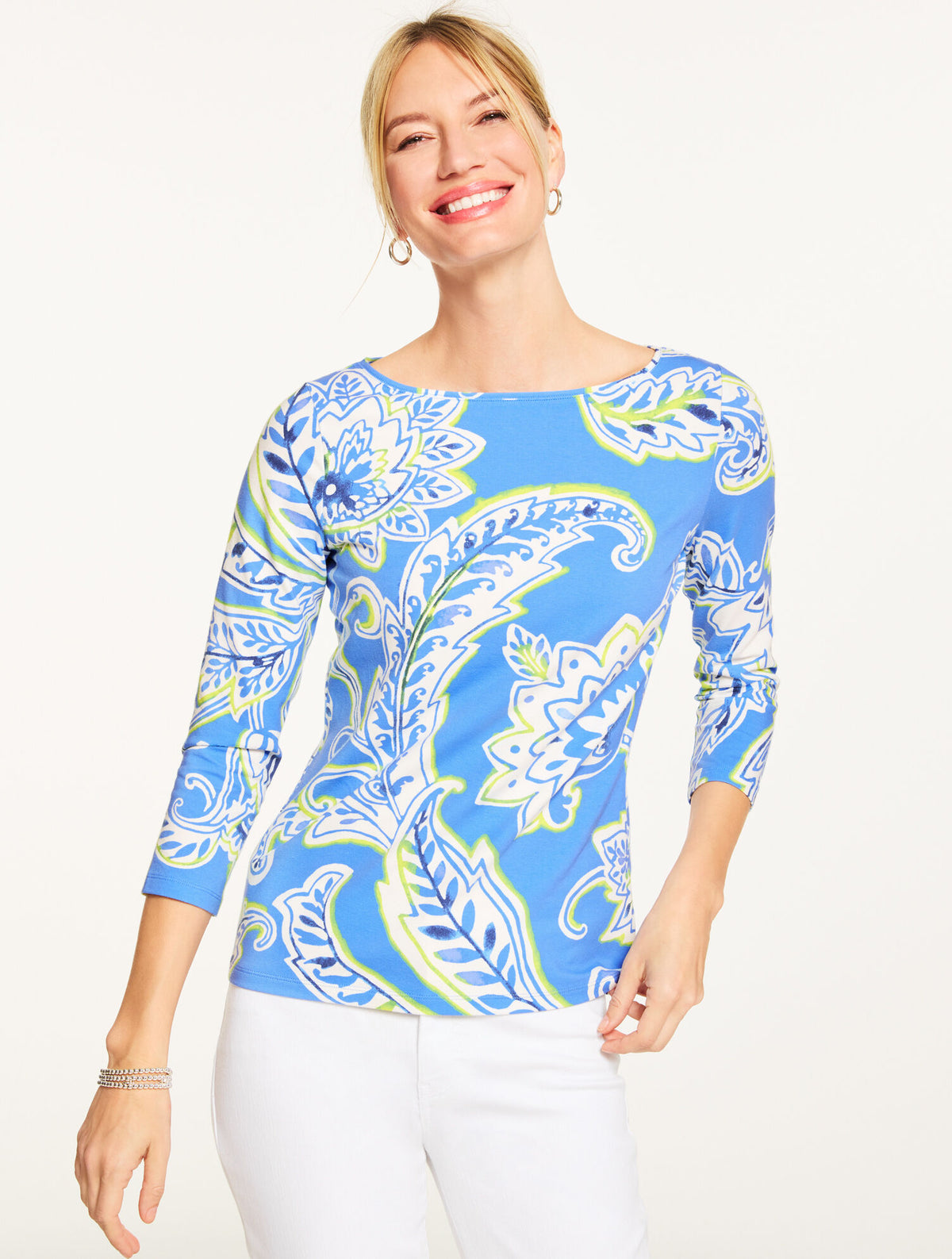 BATEAU NECK TEE - BLOSSOM PAISLEY | Talbots for sale