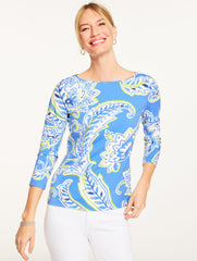 BATEAU NECK TEE - BLOSSOM PAISLEY | Talbots for sale