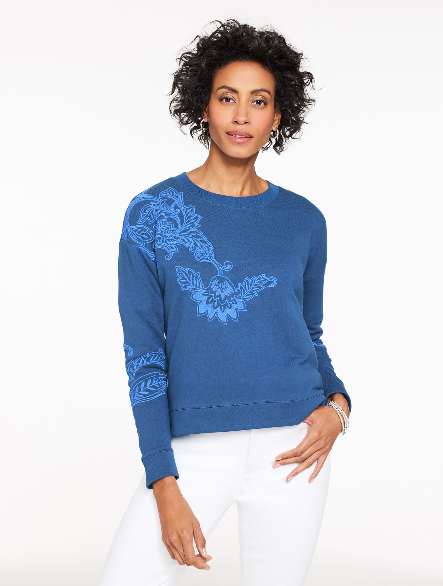 EMBROIDERED FRENCH TERRY SWEATSHIRT | Talbots outlet