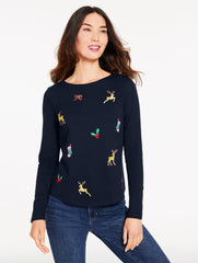 LONG SLEEVE CREWNECK TEE - TOSSED DEER | Talbots online