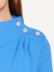 JEWEL BUTTON SHOULDER SWEATSHIRT | Talbots sale