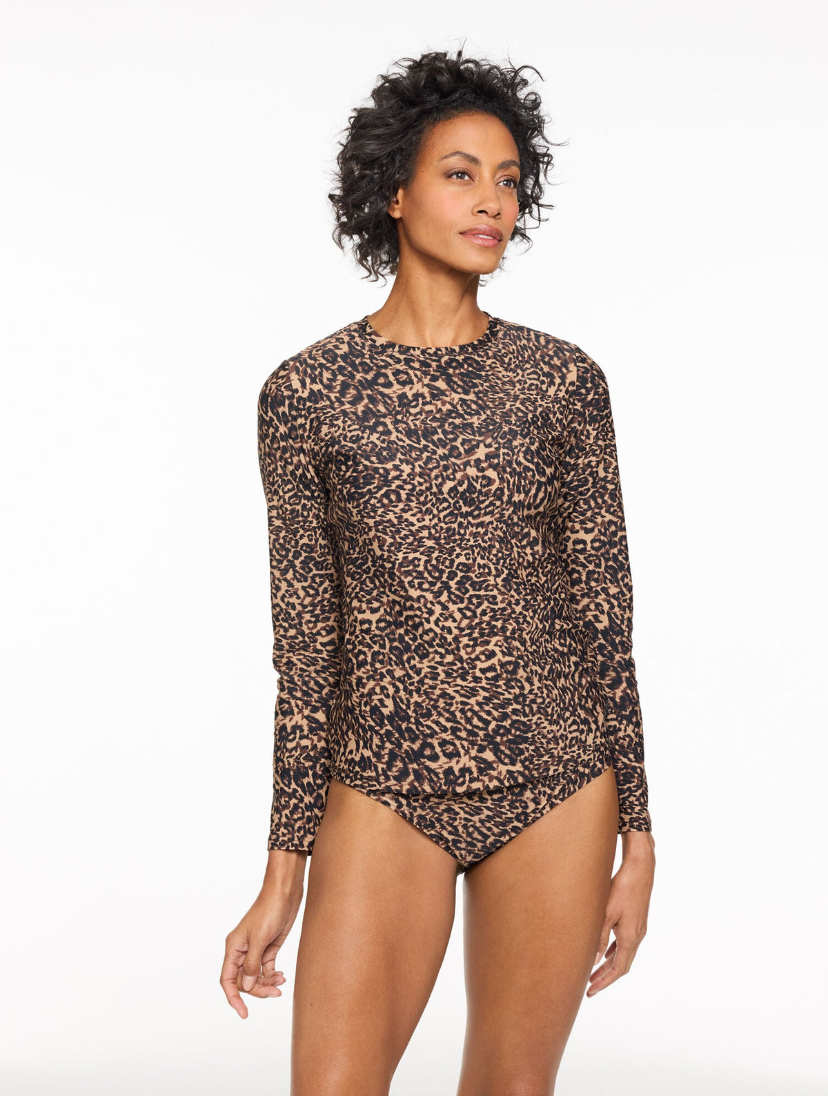 AQUA CLUB UPF 50+ LONG SLEEVE SWIM TEE - LEOPARD | Talbots outlet