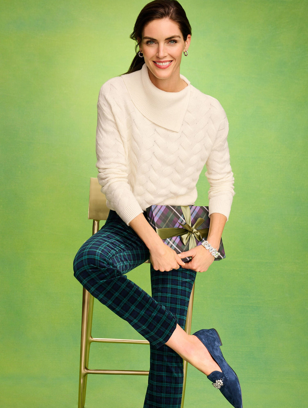 STRAIGHT LEG VELVETEEN PANTS - TRANQUIL TARTAN | Talbots online