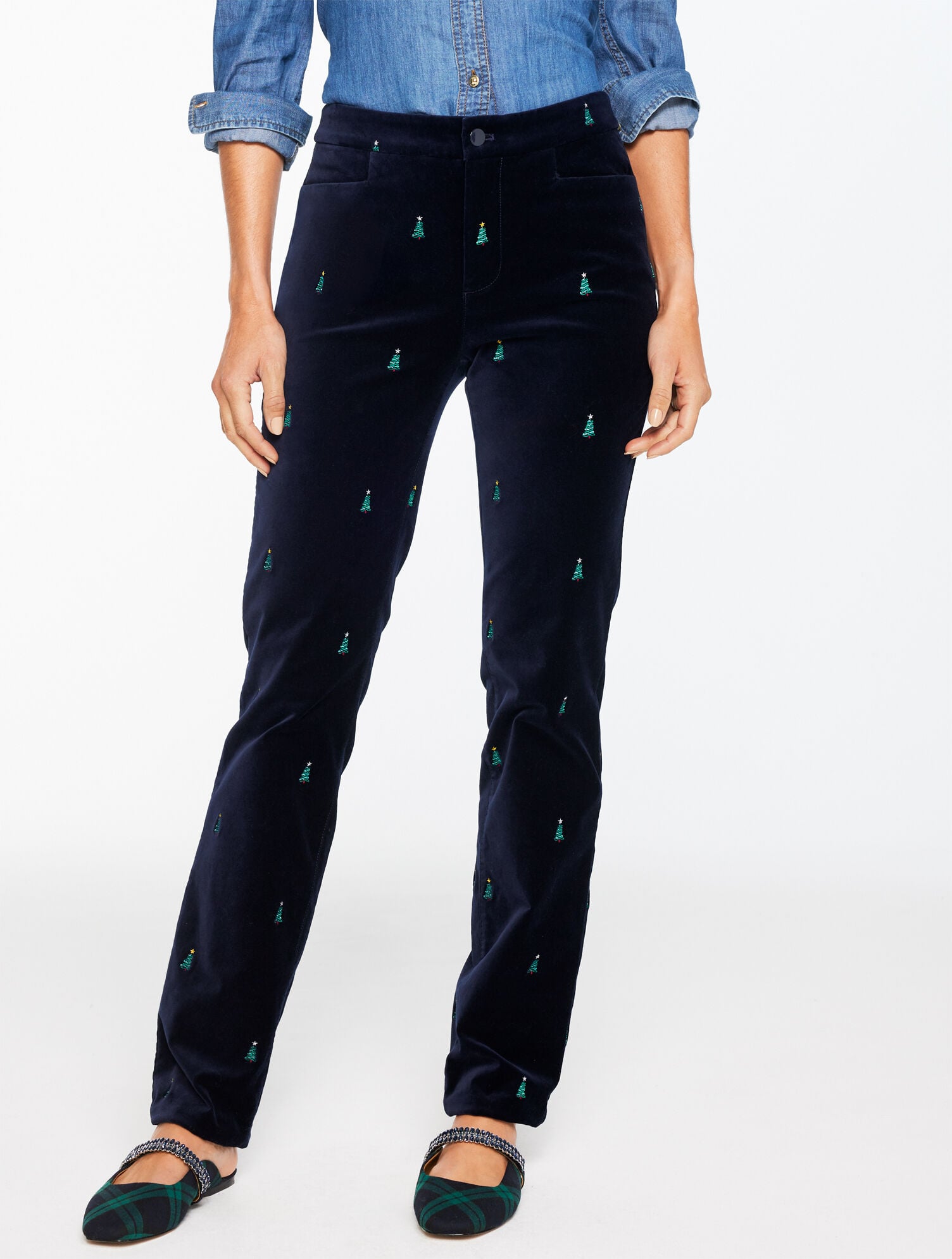 STRAIGHT LEG VELVETEEN PANTS - HOLIDAY CRITTER | Talbots US