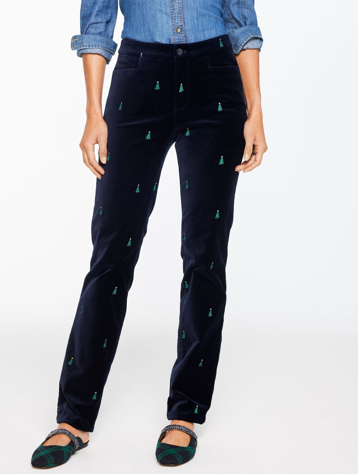 STRAIGHT LEG VELVETEEN PANTS - HOLIDAY CRITTER | Talbots US