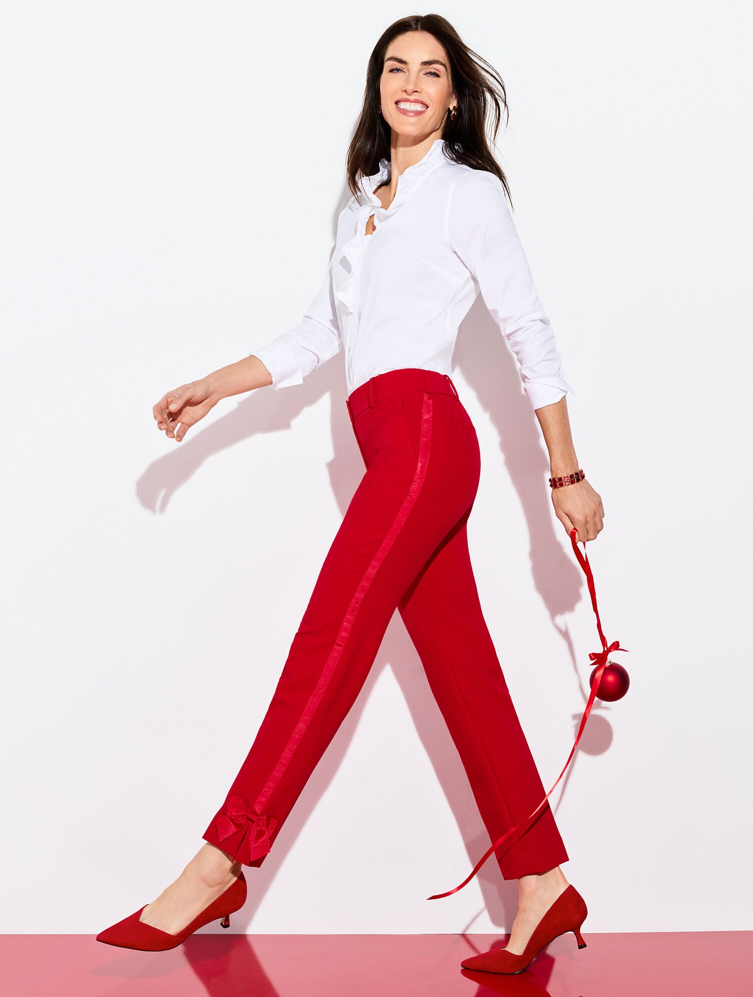 TALBOTS HAMPSHIRE LIGHTWEIGHT DOUBLE CLOTH STRAIGHT ANKLE PANTS - BOW | Talbots on sale