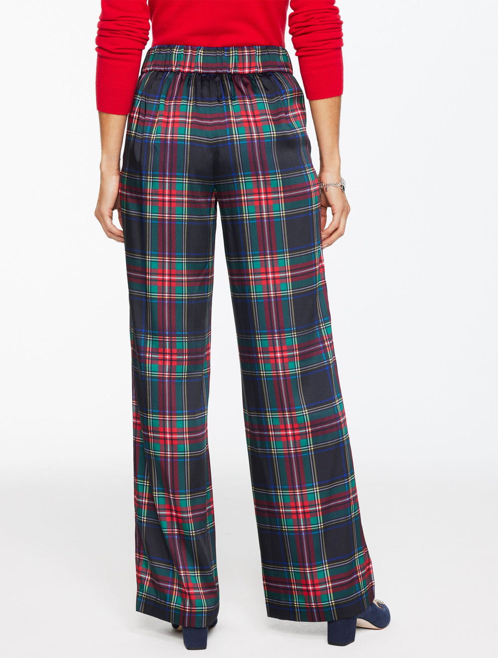 WIDE LEG PULL-ON PANTS - JOLLY TARTAN | Talbots on sale