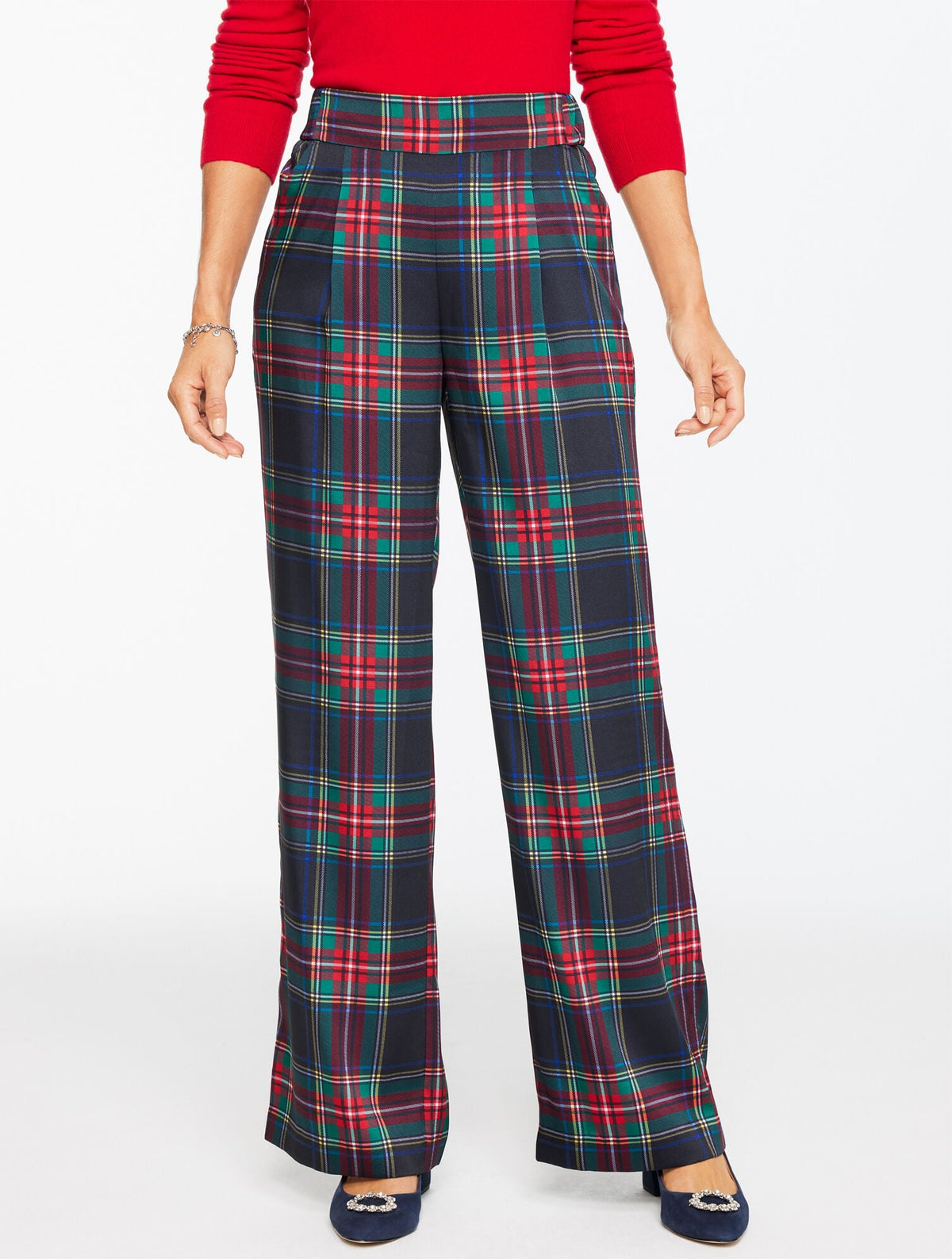 WIDE LEG PULL-ON PANTS - JOLLY TARTAN | Talbots on sale