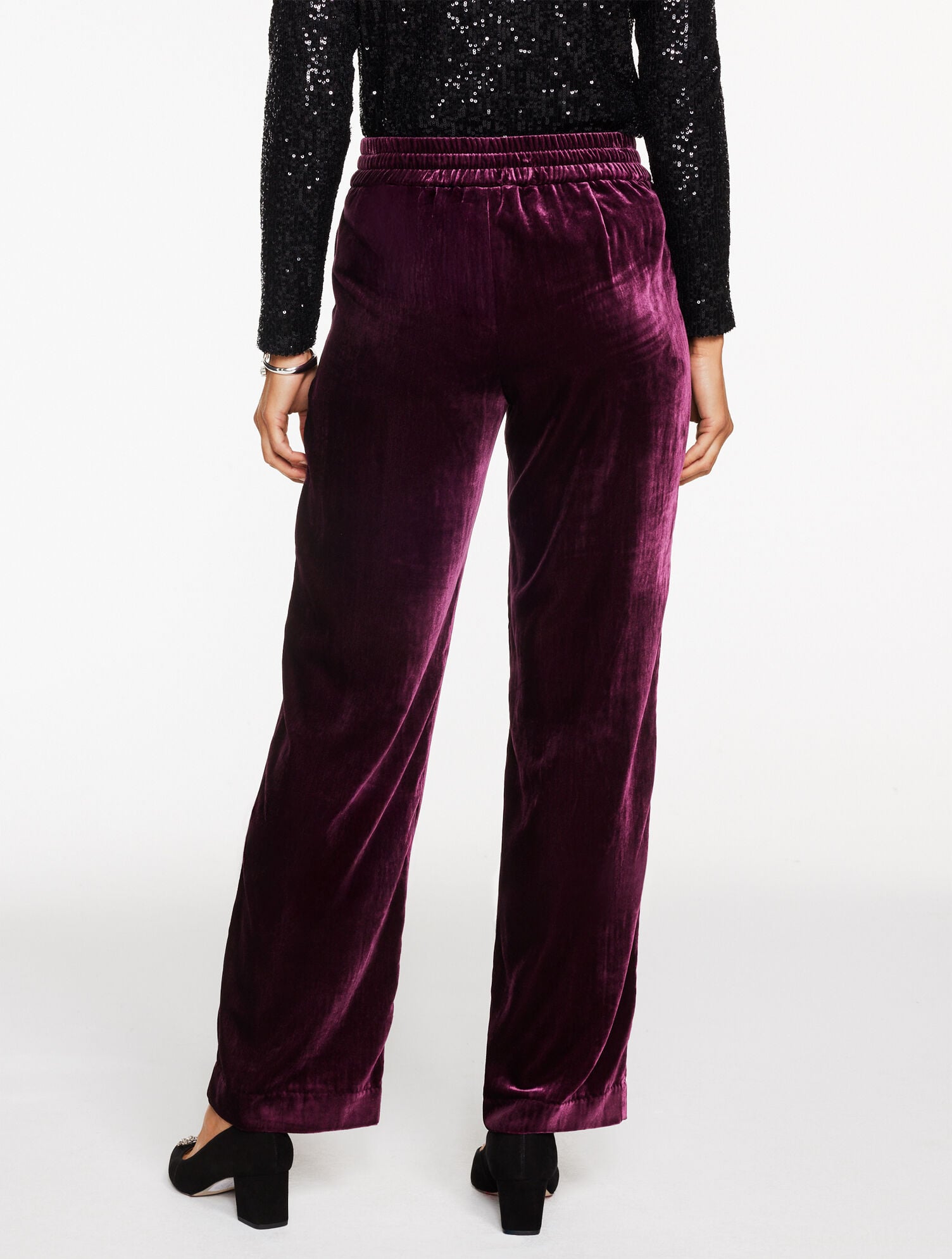STRAIGHT LEG VELVET PULL-ON PANTS | Talbots outlet