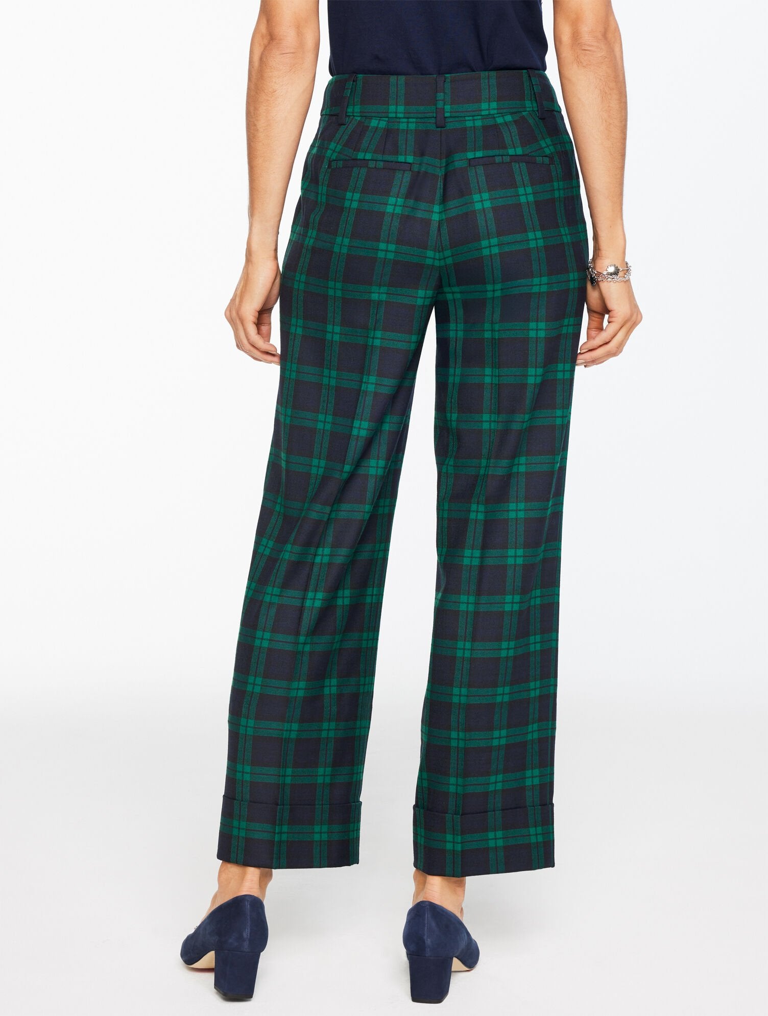 STRAIGHT ANKLE CUFF PANTS - BLACK WATCH PLAID | Talbots online