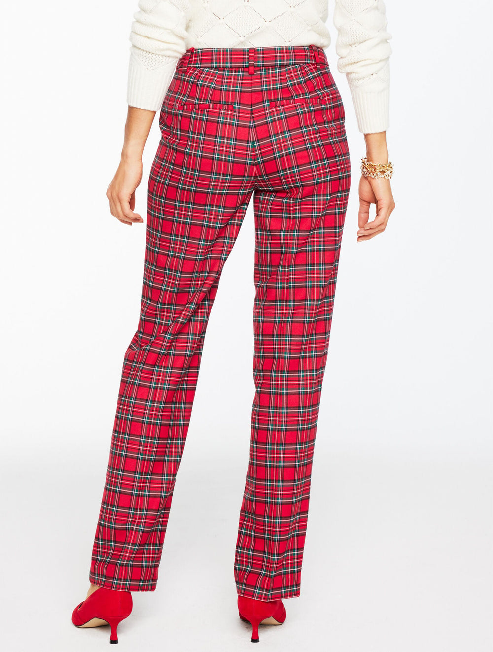 TALBOTS SOUTHAMPTON TAILORED STRETCH STRAIGHT LEG PANTS - CIDER PLAID | Talbots for sale