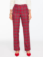 TALBOTS SOUTHAMPTON TAILORED STRETCH STRAIGHT LEG PANTS - CIDER PLAID | Talbots for sale
