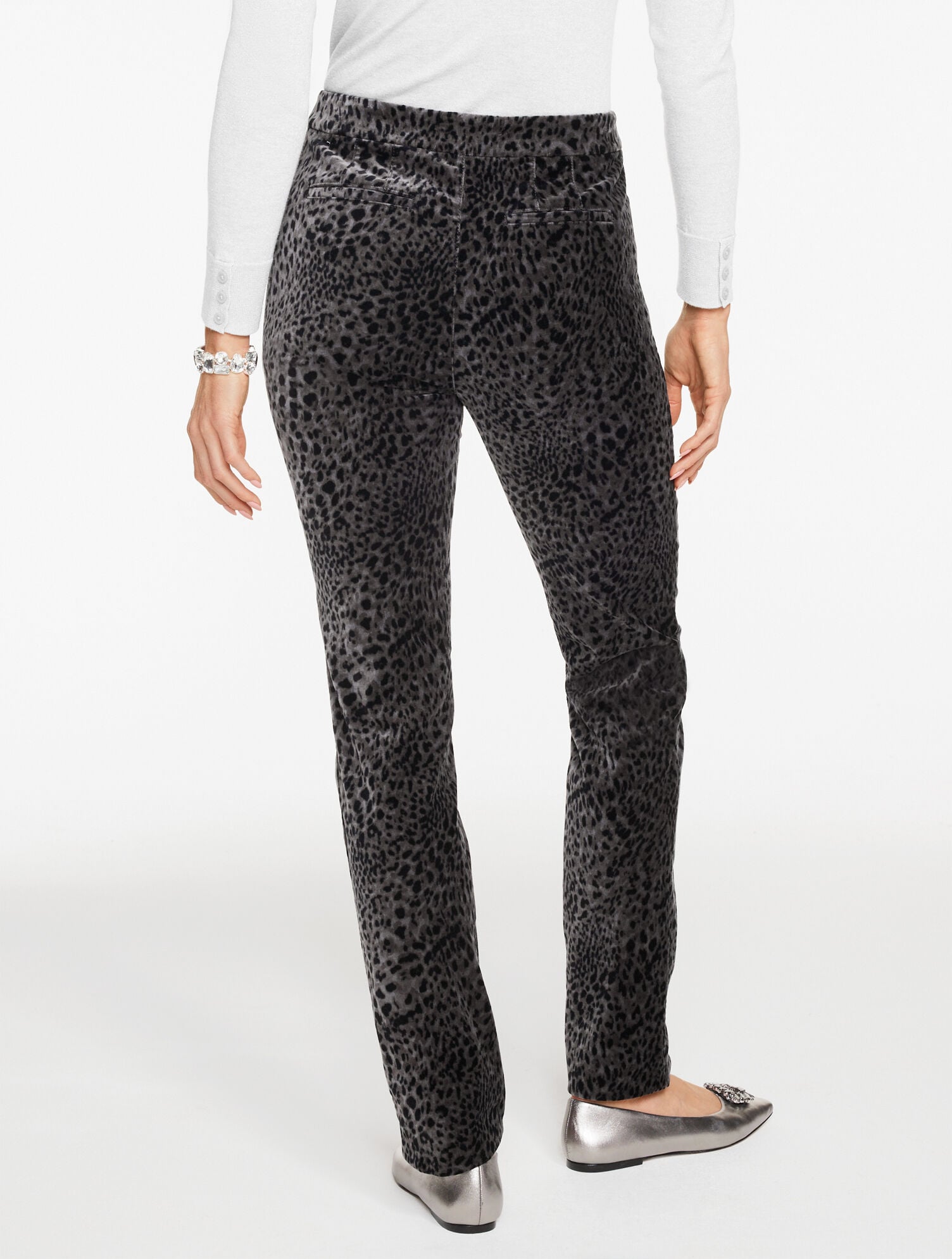 STRAIGHT LEG VELVETEEN PANTS - SWIRLY LEOPARD | Talbots sale