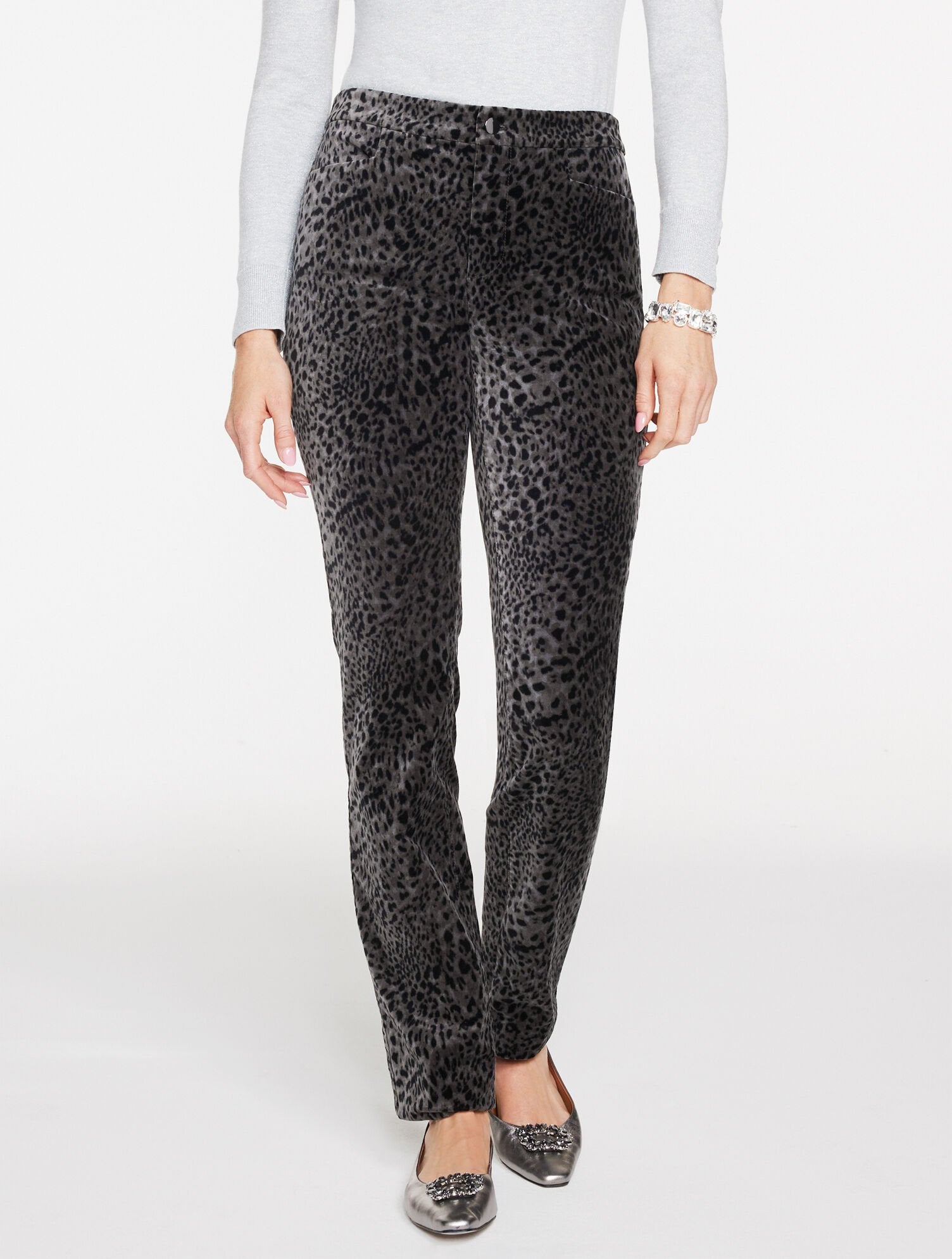 STRAIGHT LEG VELVETEEN PANTS - SWIRLY LEOPARD | Talbots sale