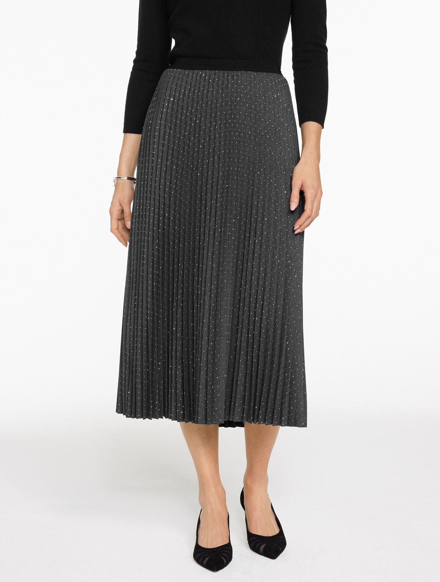 STUDDED PLEATED FLANNEL MIDI SKIRT | Talbots near me