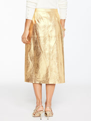 CRINKLE METALLIC FAUX LEATHER MIDI SKIRT | Talbots discount