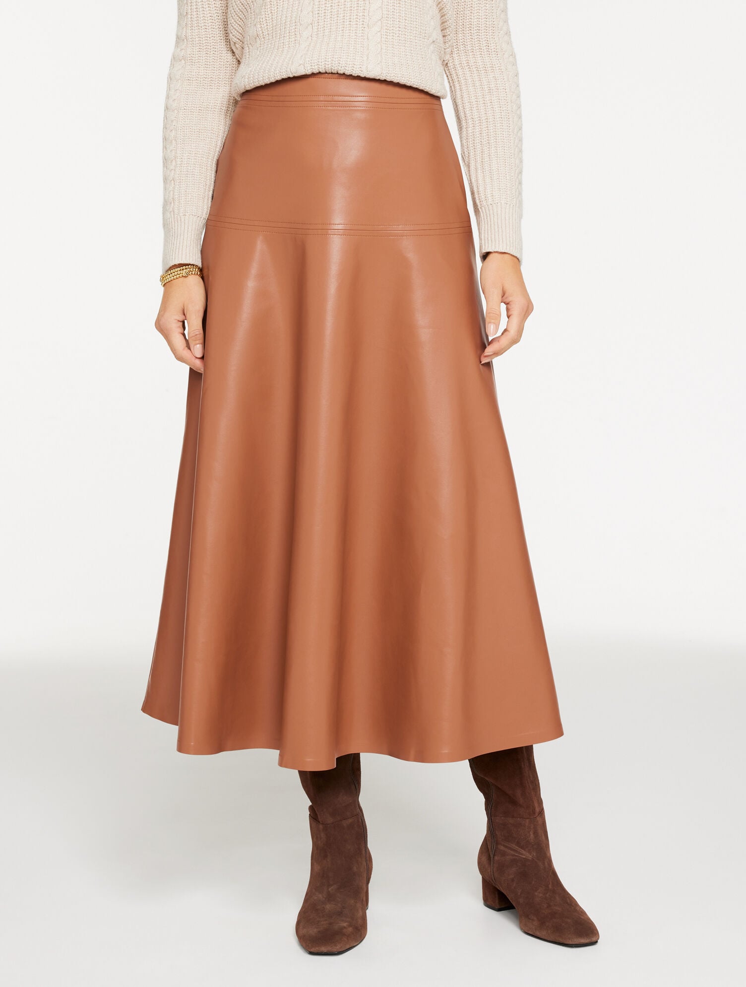 FAUX LEATHER FIT & FLARE SKIRT | Talbots US