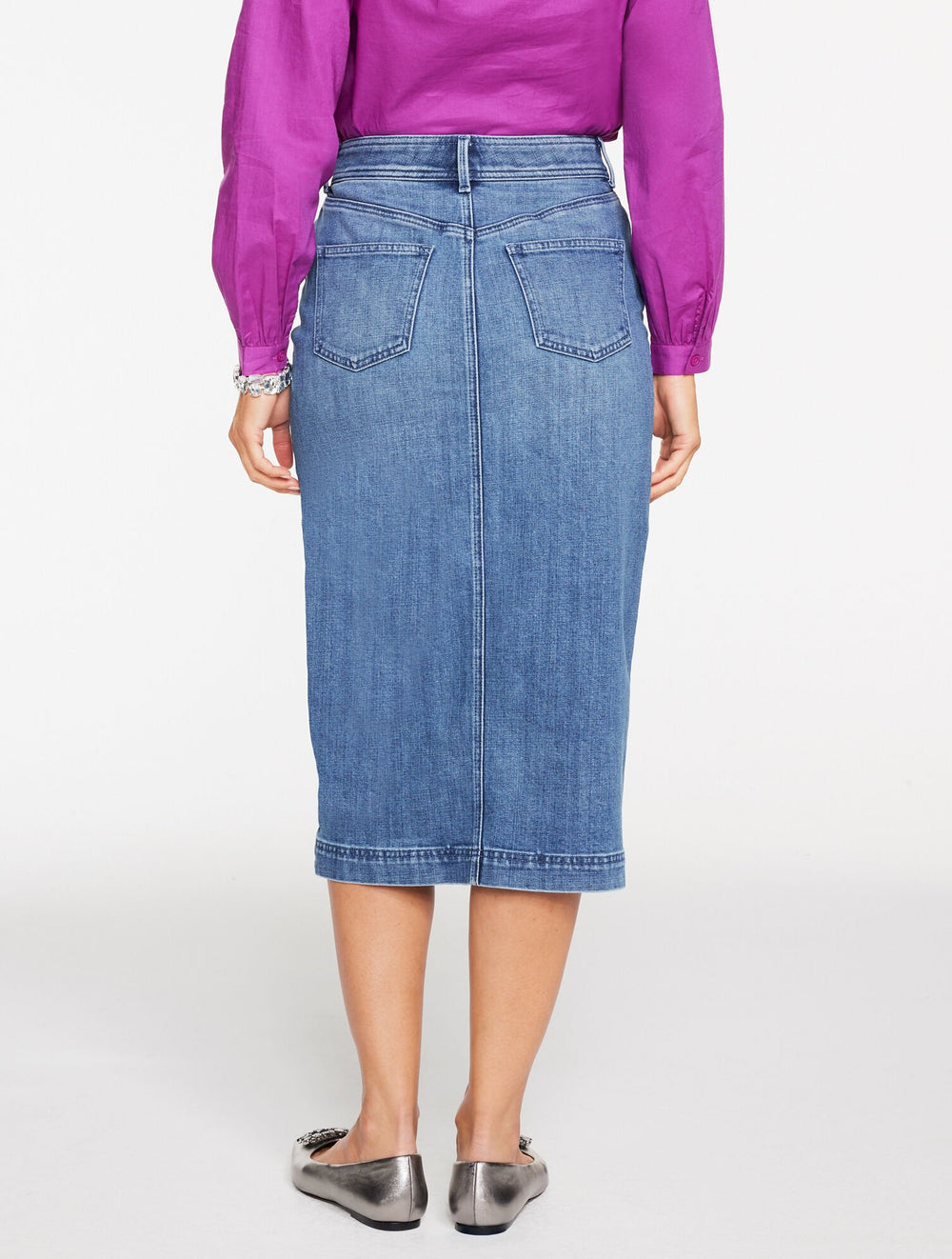 EMBELLISHED DENIM MIDI SKIRT | Talbots on sale