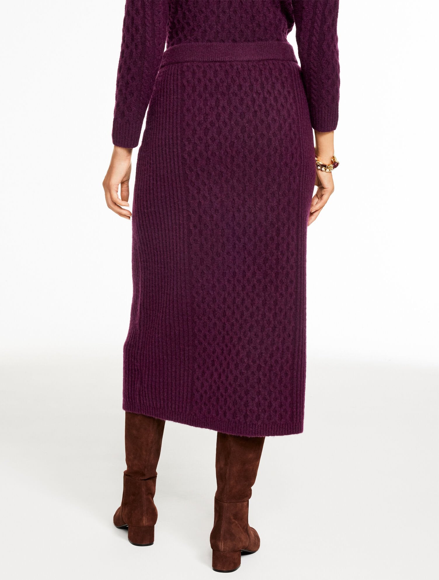 MIXED CABLE KNIT MIDI SKIRT | Talbots on sale