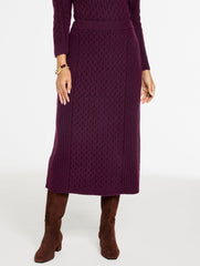 MIXED CABLE KNIT MIDI SKIRT | Talbots on sale