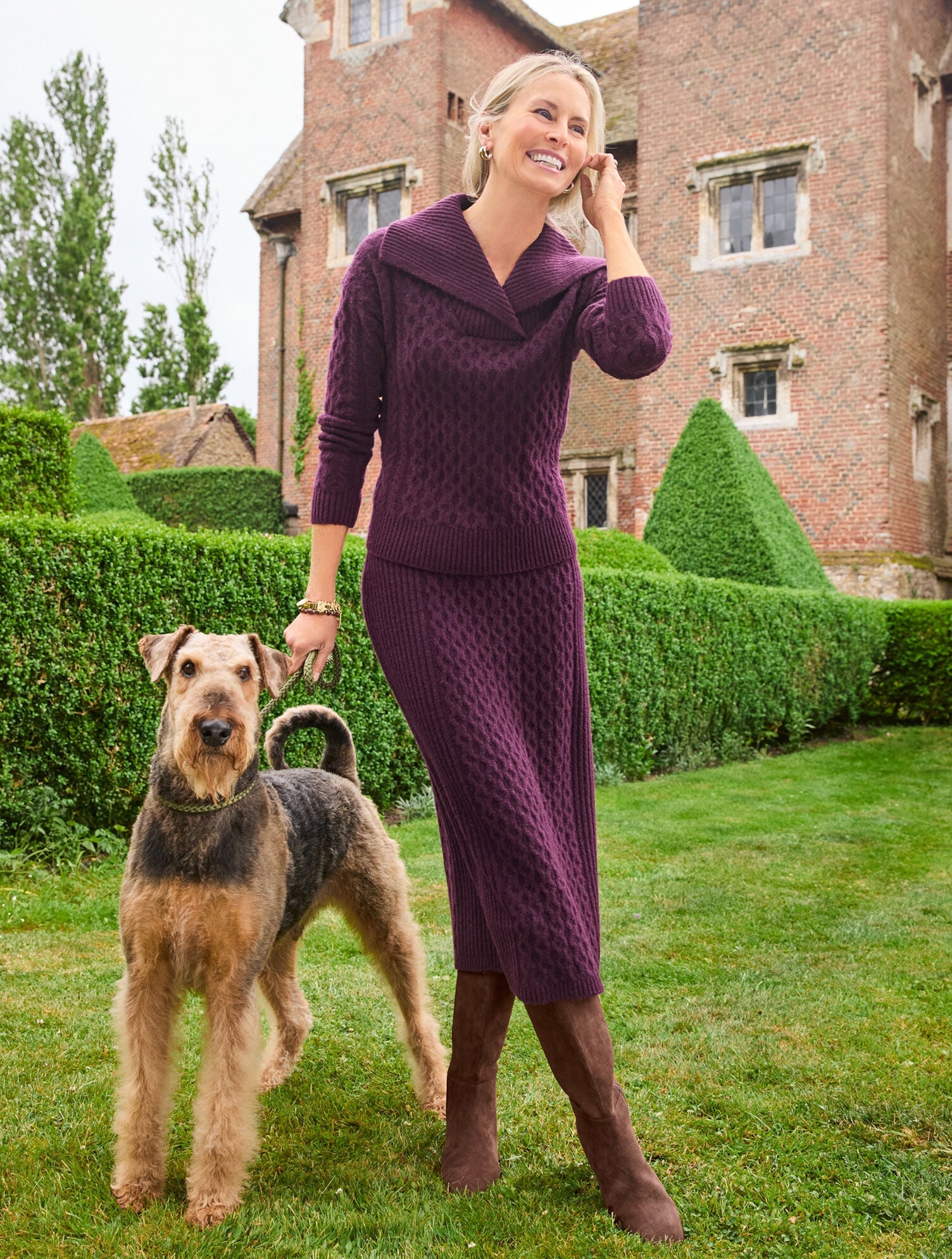 MIXED CABLE KNIT MIDI SKIRT | Talbots on sale