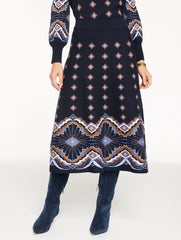 JACQUARD FIT & FLARE SKIRT - SCALLOP MEDALLION | Talbots on sale