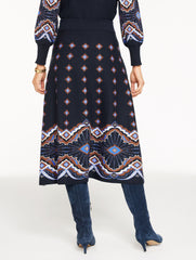 JACQUARD FIT & FLARE SKIRT - SCALLOP MEDALLION | Talbots on sale