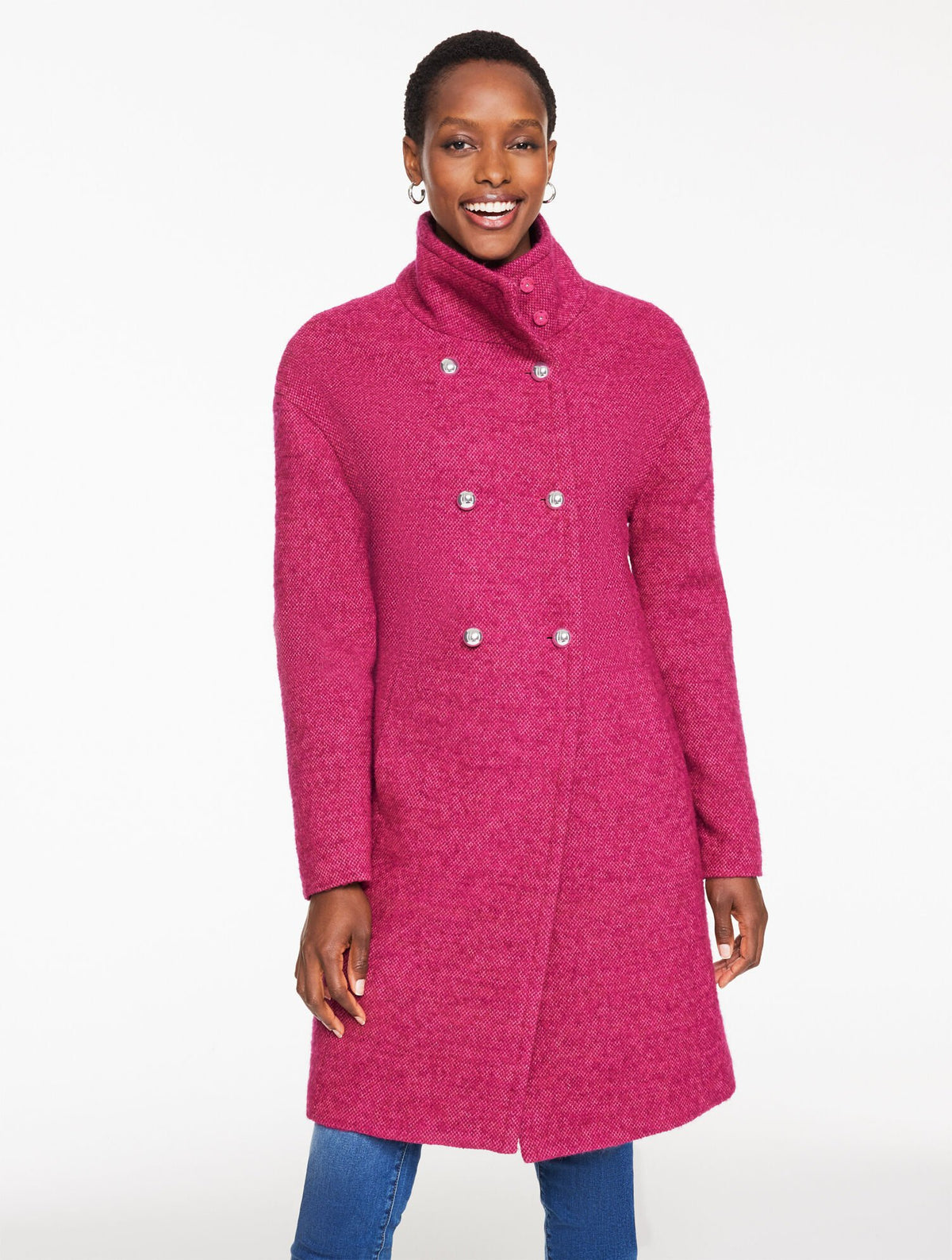 TEXTURED DOUBLE BREASTED COAT | Talbots discount