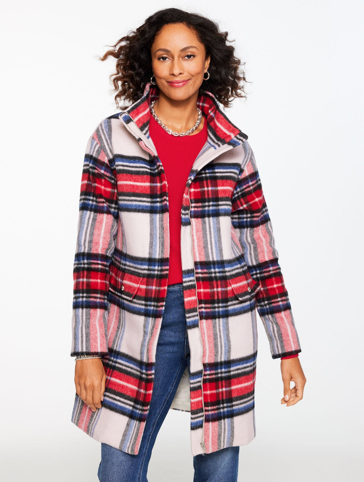 WOOL BLEND STADIUM COAT - FIRESIDE PLAID | Talbots online