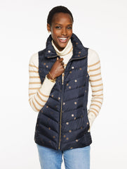 DOWN PUFFER VEST - SCATTERED SNOWFLAKES | Talbots online