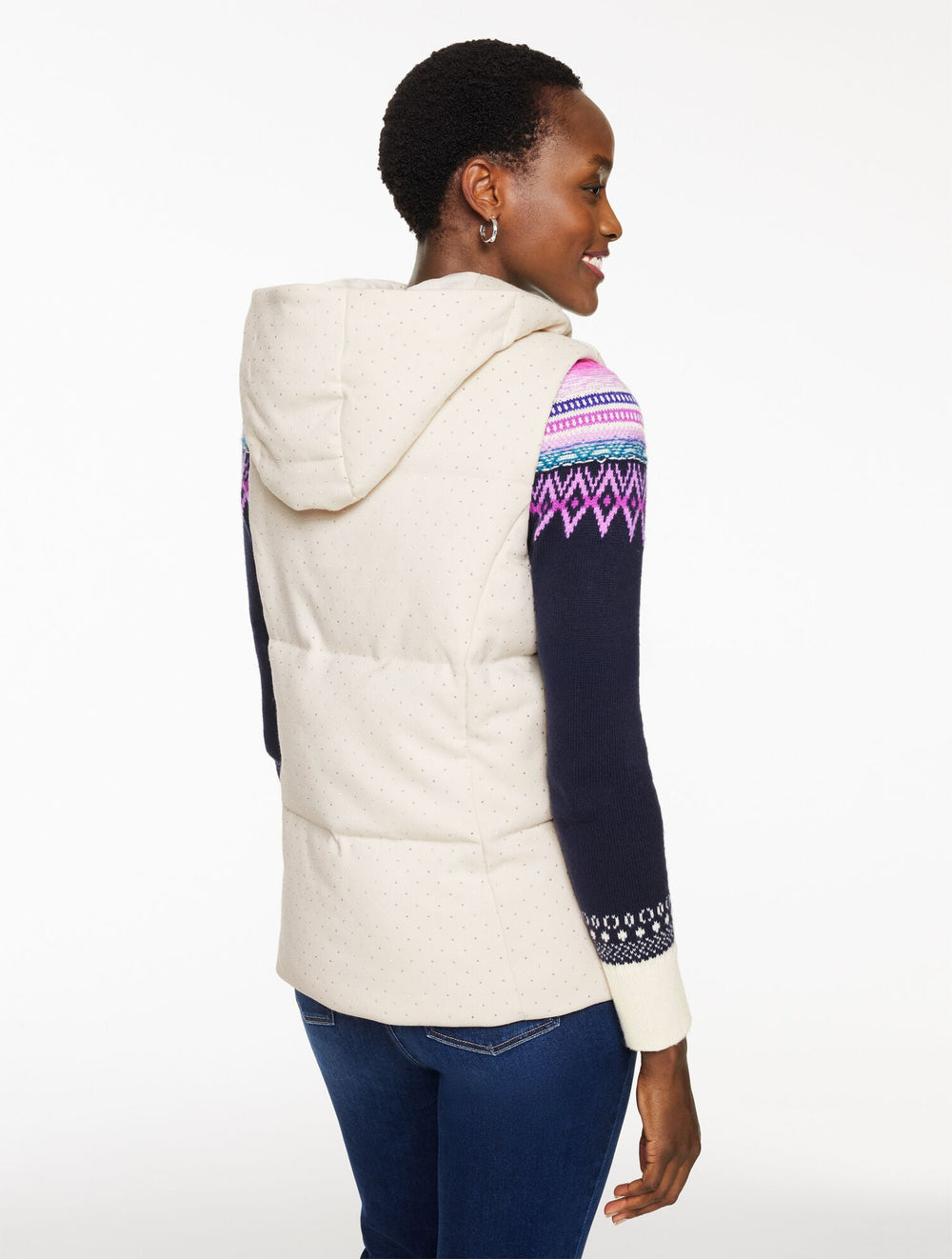 STUDDED FLANNEL HOODED VEST | Talbots US