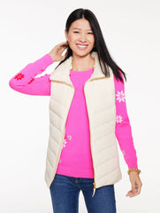 FAUX FUR COLLAR DOWN PUFFER VEST | Talbots sale