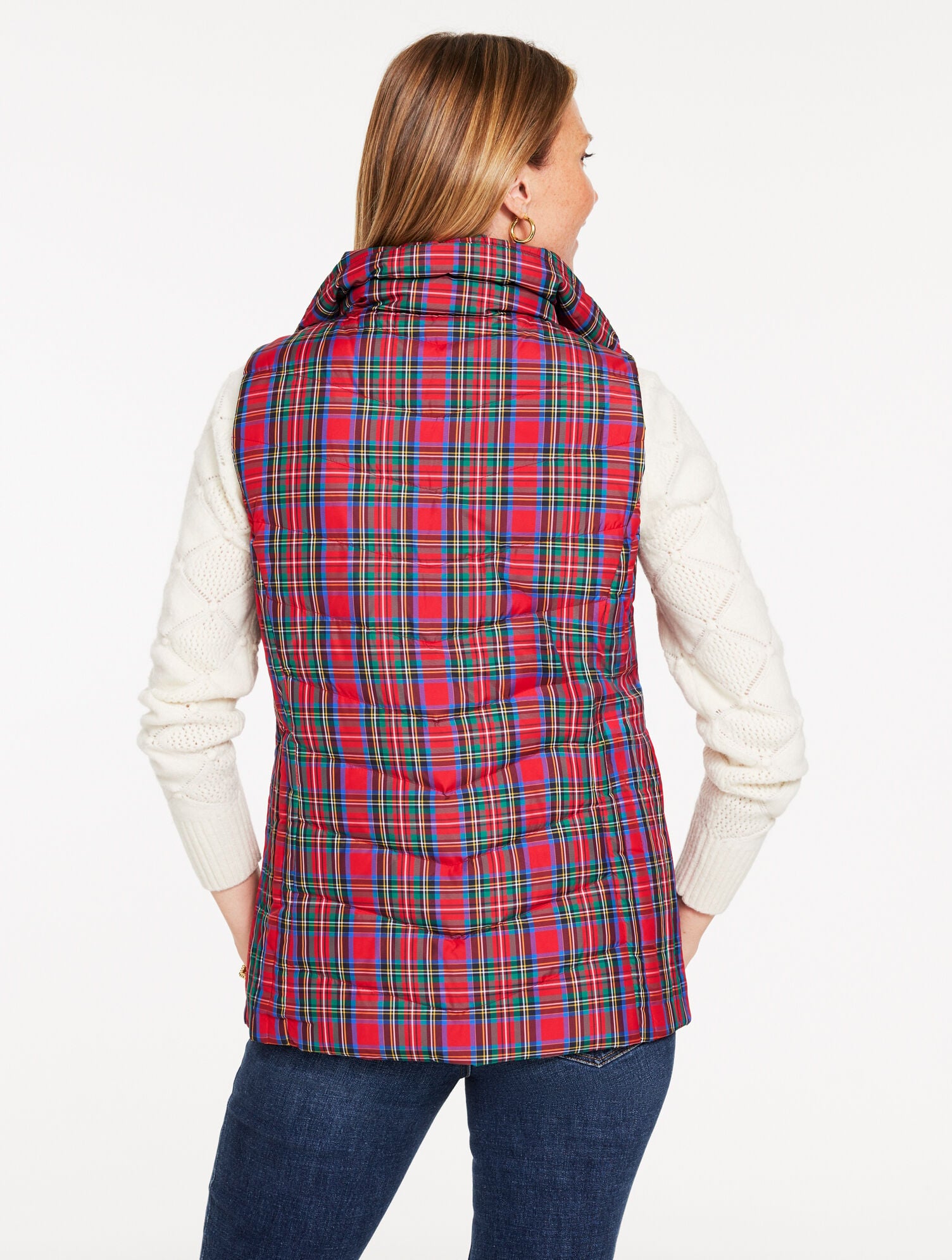 DOWN PUFFER VEST - BLISSFUL PLAID | Talbots discount