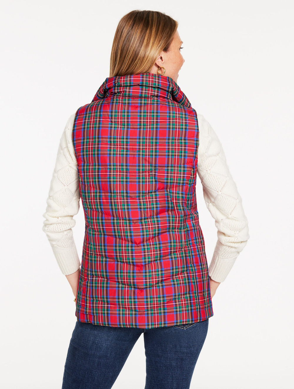 DOWN PUFFER VEST - BLISSFUL PLAID | Talbots discount