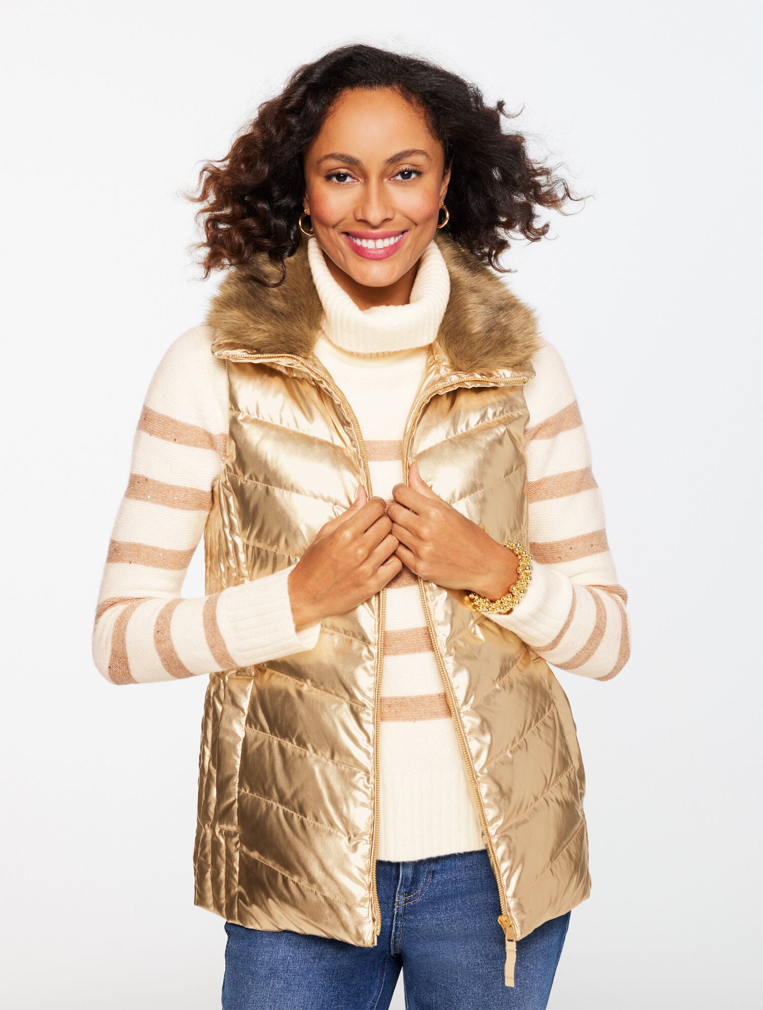 QUILTED PUFFER VEST - METALLIC | Talbots outlet