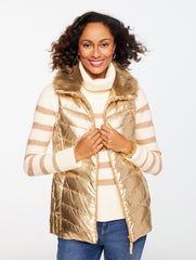 QUILTED PUFFER VEST - METALLIC | Talbots outlet