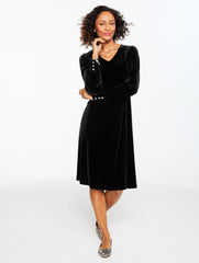 STRETCH VELVET V-NECK DRESS | Talbots near me