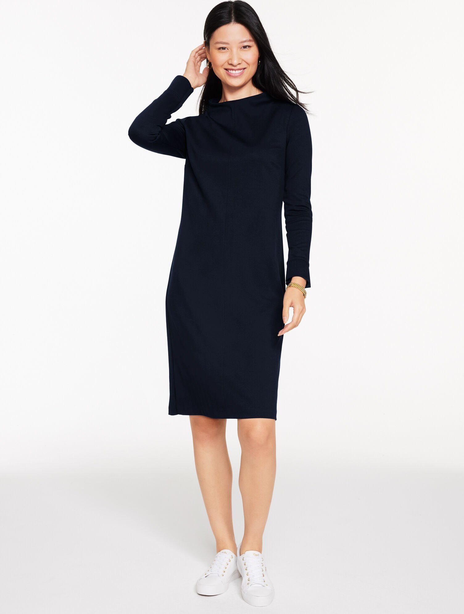 PASSPORT PONTE FUNNEL NECK DRESS | Talbots online