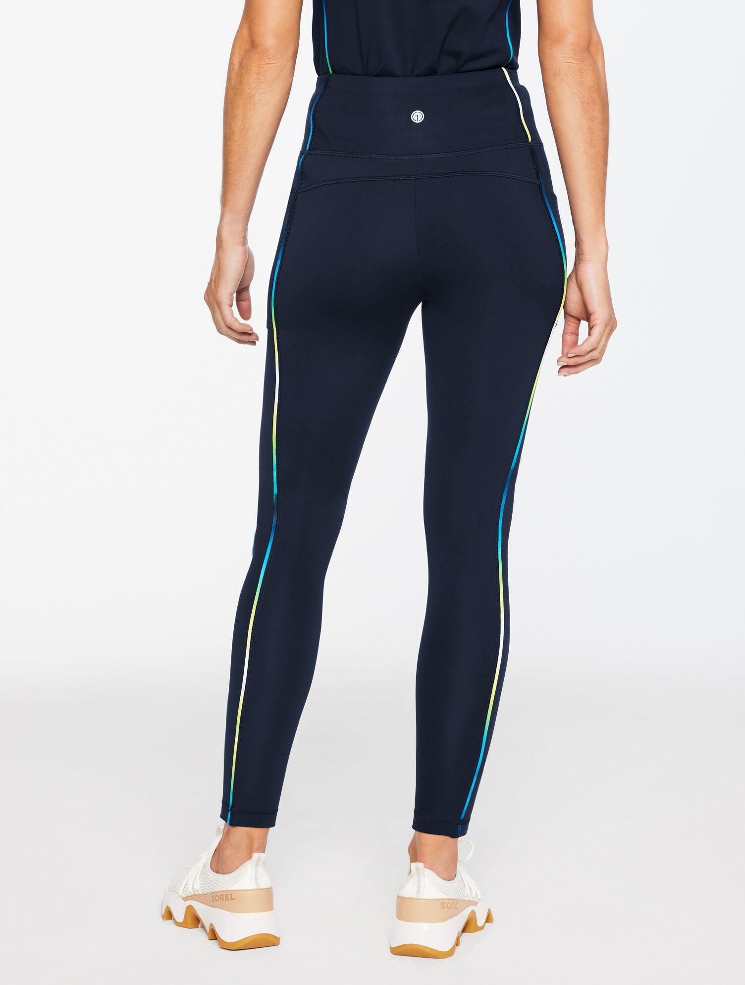 SPORT FLEECEBACK LEGGINGS - OMBRÉ PIPED | Talbots on sale