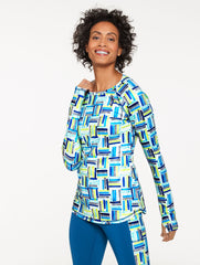 SPORT FLEECEBACK CREWNECK TEE - WATERCOLOR GEO | Talbots near me