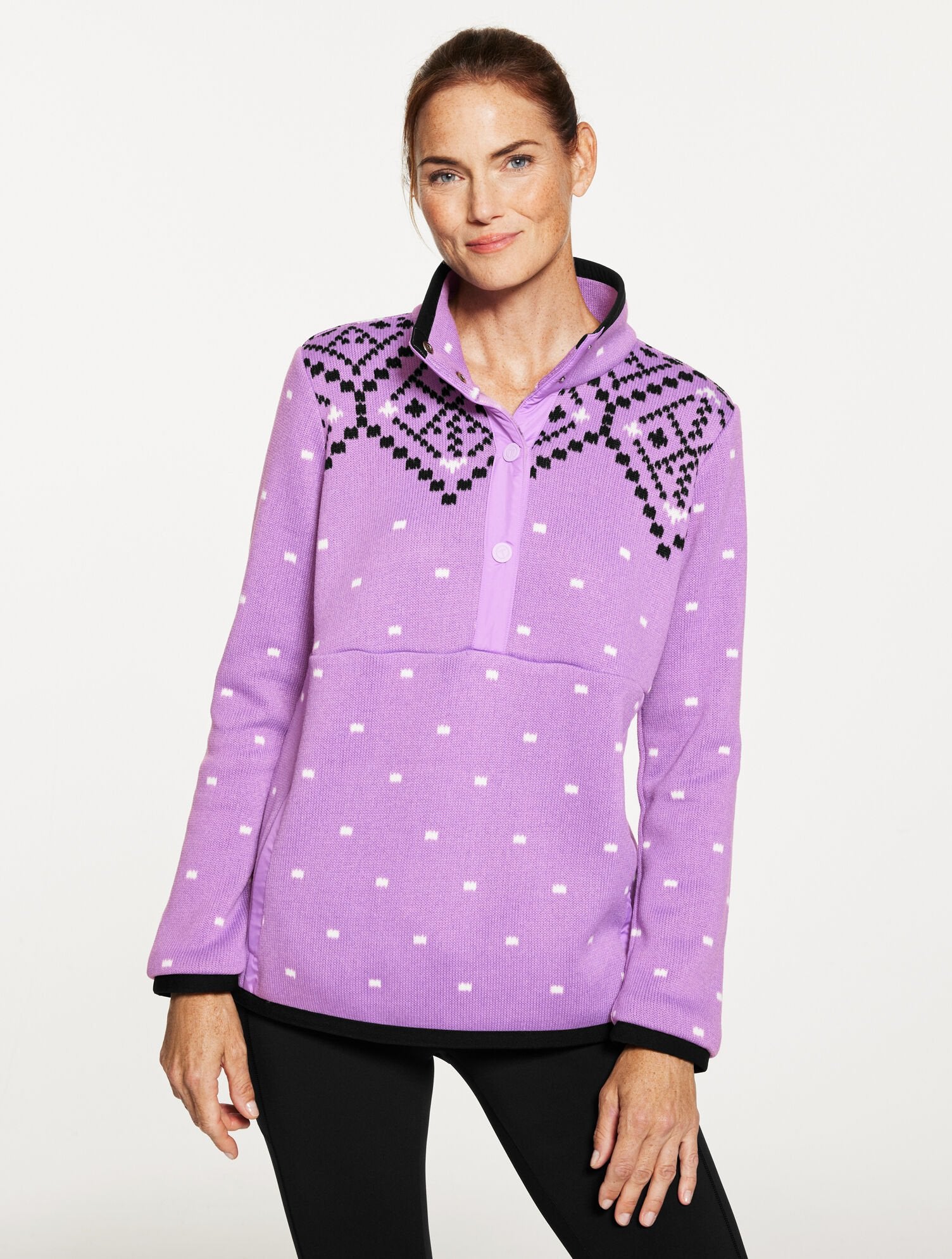 SHERPA MOCKNECK PULLOVER - DIAMOND FAIR ISLE | Talbots sale