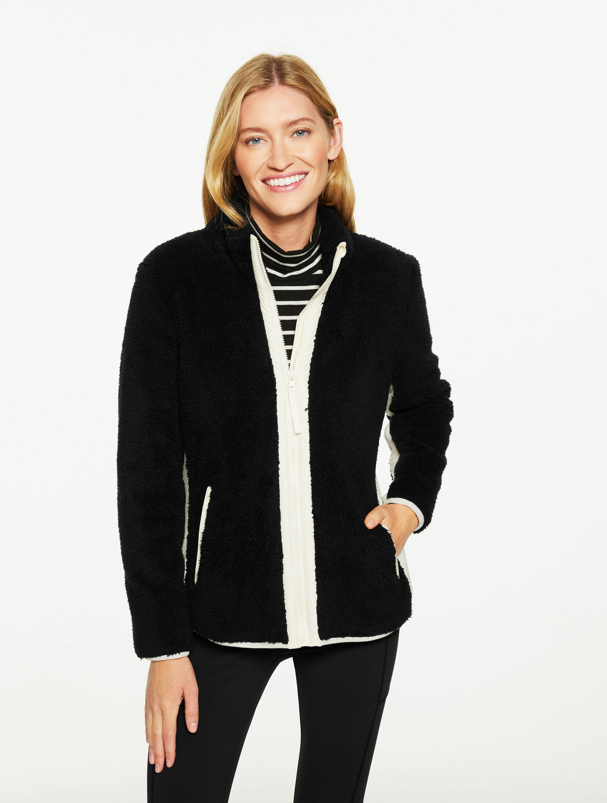 COZY SHERPA JACKET - COLORBLOCK | Talbots discount