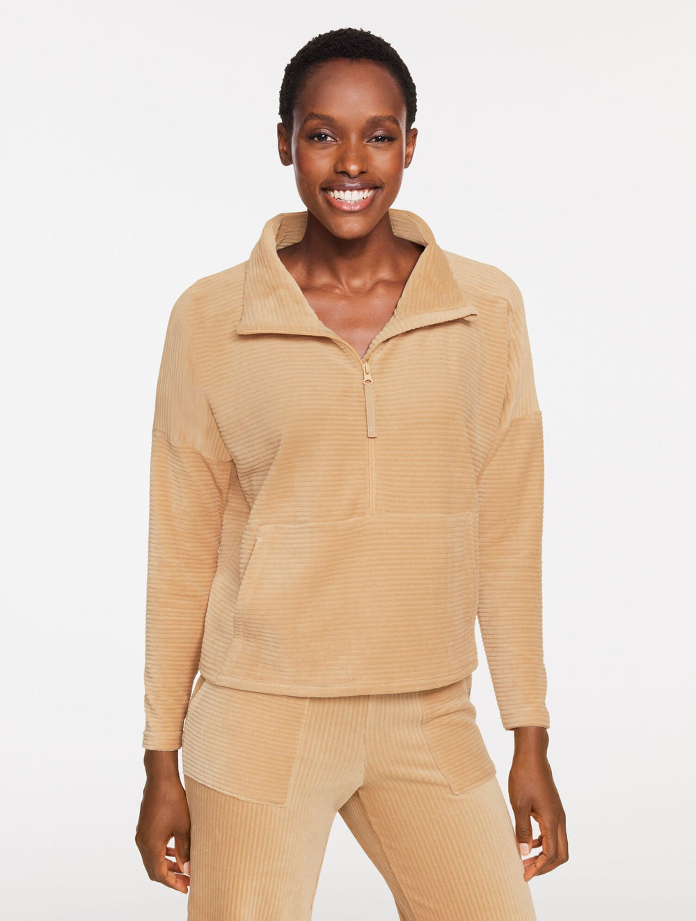 SKY LOUNGE VELOUR HALF-ZIP PULLOVER | Talbots on sale