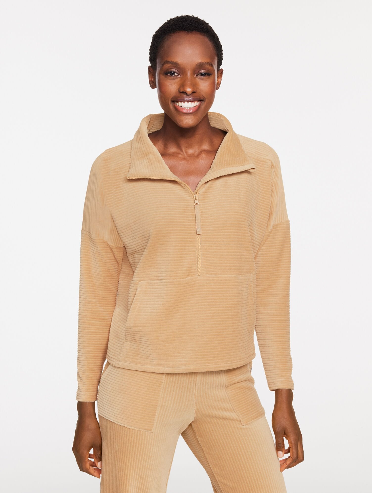 SKY LOUNGE VELOUR HALF-ZIP PULLOVER | Talbots on sale