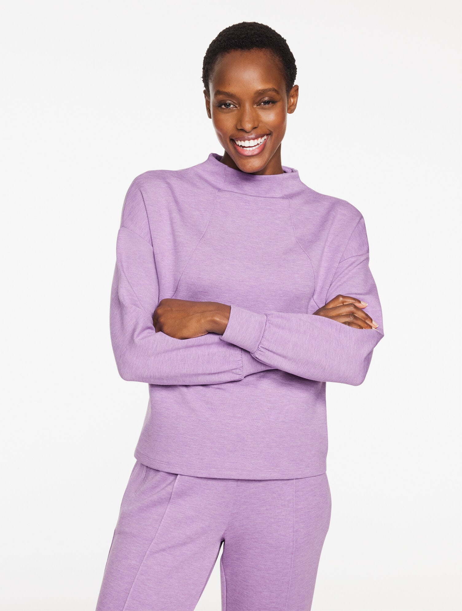 AIRKNIT STRETCH MOCKNECK PULLOVER - HEATHERED | Talbots discount