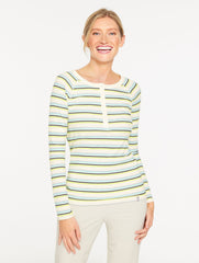 RIBBED HENLEY TEE - DISCONNECTED STRIPE | Talbots sale